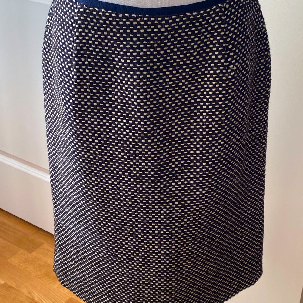 Tory Burch Metallic Tweed Skirt Navy Blue